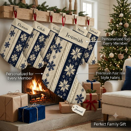 ネイビーブルーフェアアイルのクリスマス用ストックインブーツ スモールクリスマスストッキング