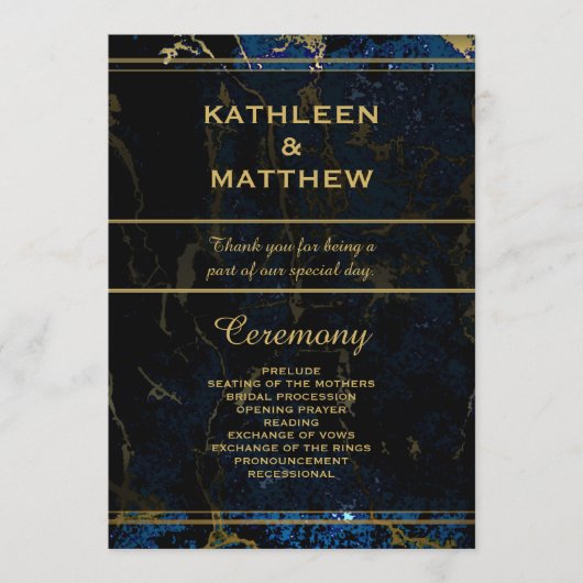 ネイビーブルーフェイクと金ゴールドマーブル結婚ズ プログラム (正面)