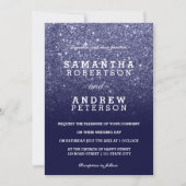 ネイビーブルーフェイクグリッターグラデーションシック結婚ズ 招待状 (正面)