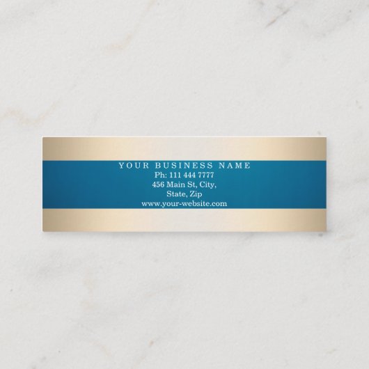 ネイビーブルーフェイクゴールドフォイルストライプのミニ スキニー名刺 (裏面)
