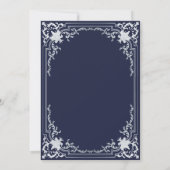 ネイビーブルーフェイクシルバーヴィンテージ少年の確認 招待状 (裏面)