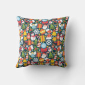 ネイビーブルーフェスティバルクリスマスパターン – 冬 クッション (裏面)