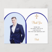 ネイビーブルーフォトアーチ確認サンキューカード (正面)