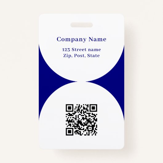 ネイビーブルーフォトアーチQRコードビジネスロゴ バッジ (裏面)