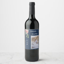 ネイビーブルーフォトウォーターカラー結婚ズ