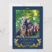 ネイビーブルーフォトクリスマスにゴールドフォイルコラージュ シーズンカード (裏面)