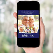 ネイビーブルーフォトコラージュ誕生日パーティーへようこそ ポスター