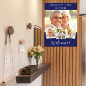 ネイビーブルーフォトコラージュ誕生日パーティーへようこそ ポスター