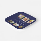 ネイビーブルーフォトコラージュ誕生日パーティー ペーパープレート (傾斜あり)