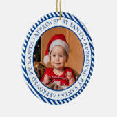 ネイビーブルーフォトサンタの素敵なリストメンバークリスマス セラミックオーナメント (右)