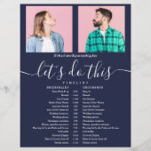 ネイビーブルーフォトスクリプト結婚のスケジュールタイムライン (正面)