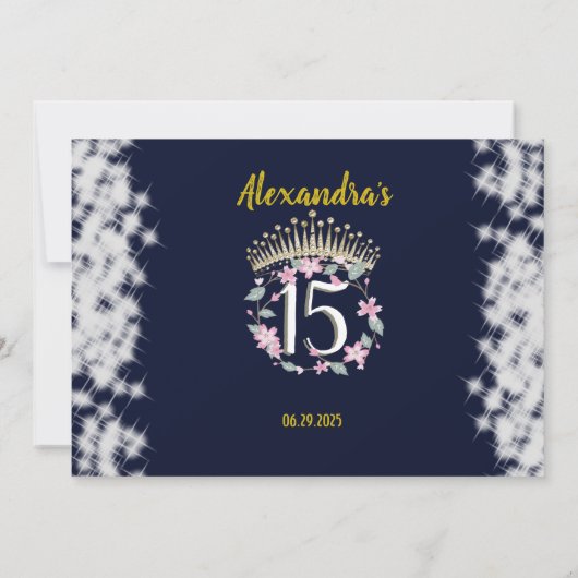 ネイビーブルーフォトボホキンセニェラスペインののお願い サンキューカード (裏面)