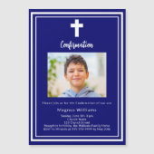 ネイビーブルーフォトボーイ確認 マグネット招待状 (正面)