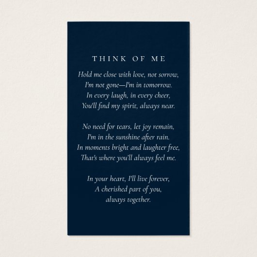 ネイビーブルーフォトメモリアル祈りの言葉カード (裏面)