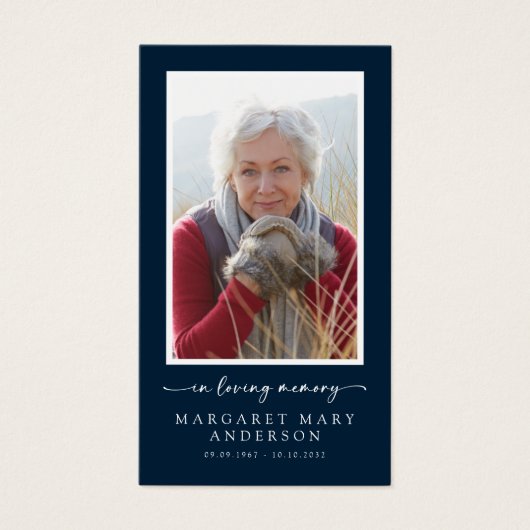 ネイビーブルーフォトメモリアル祈りの言葉カード (正面)