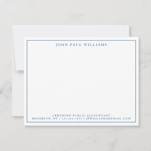 ネイビーブルーフォーマルオフィスプロフェッショナルシン縁ど ノートカード (正面)