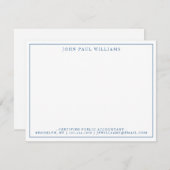 ネイビーブルーフォーマルオフィスプロフェッショナルシン縁ど ノートカード (正面/裏面)