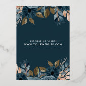 ネイビーブルーフラワーウェディングザデイト招待状 箔招待状 (裏面)