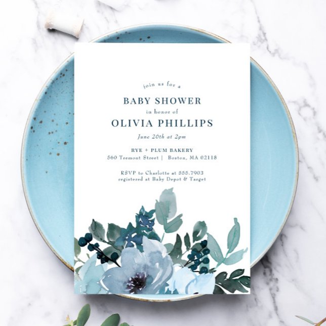 ネイビーブルーフラワーガーデンベビーシャワー (クリエイターアップロード済み)