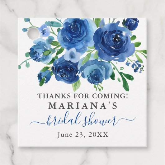 ネイビーブルーフラワーズブライダルシャワー フェイバータグ (正面)