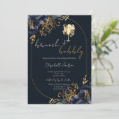 ネイビーブルーフラワーズブランチ&バブリーブライダルシャワー 招待状 (スタンド正面)