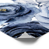 ネイビーブルーフラワーズ卒業パーティー写真プロップ ポスター (角)