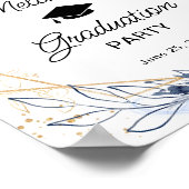 ネイビーブルーフラワーズ卒業パーティー歓迎サイン ポスター (角)