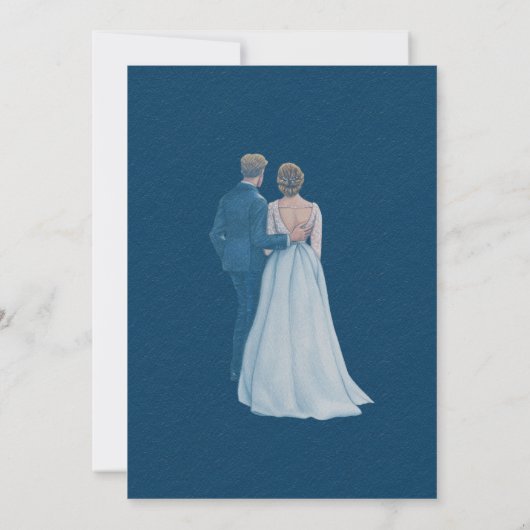 ネイビーブルーフラワーズ結婚式招待状 招待状 (裏面)