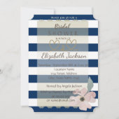 ネイビーブルーフラワーブライダルシャワー 招待状 (正面)