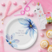 ネイビーブルーフラワーミニマルエレガントブライダルシャワー ペーパープレート (パーティー)