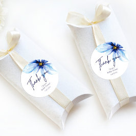 ネイビーブルーフラワーミニマルエレガントリスト ラウンドシール