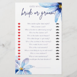 ネイビーブルーフラワーミニマルブライダルシャワーゲーム