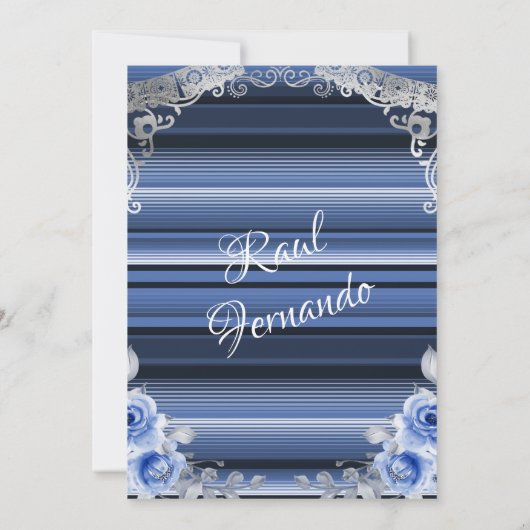 ネイビーブルーフラワーメキシコ人ベビーシャワーフィエスタ  招待状 (裏面)