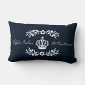 ネイビーブルーフランスのホワイトスク保リックのCalmオン運オン ランバークッション (裏面)