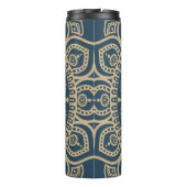 ネイビーブルーフルプリントマンダラパターンA実用的 タンブラー (裏面)