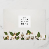 ネイビーブルーフレームロゴ企業の金ゴールドハッピー 箔シーズンカード (裏面)