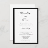 ネイビーブルーフレーム結婚式招待状 招待状 (正面/裏面)