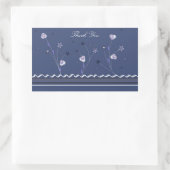 ネイビーブルーフローラありがとう 長方形シール (バッグ)