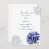 ネイビーブルーフローラが日付を保存ポストカード ポストカード (正面/裏面)