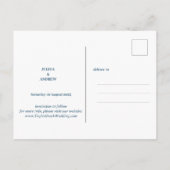 ネイビーブルーフローラが日付を保存ポストカード ポストカード (裏面)