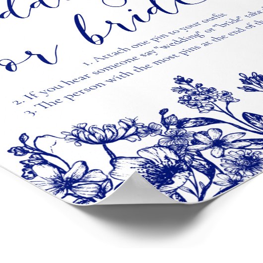 ネイビーブルーフローラがSまたは結婚Bride Gameを言わない ポスター (角)