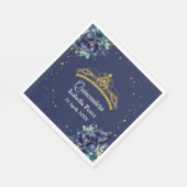 ネイビーブルーフローラと金ゴールドティアラキンセアニェラ スタンダードランチョンナプキン (角)