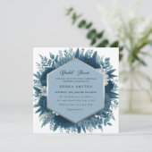 ネイビーブルーフローラのブライダル招待 カード (スタンド正面)