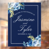 ネイビーブルーフローラへようこそ結婚 ウィンドウサイン (シート2)