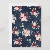 ネイビーブルーフローラアナンドKarajパンジャビシーク結婚ズ 招待状 (裏面)