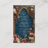 ネイビーブルーフローライスラーム結婚ズ エンクロージャーカード (正面)