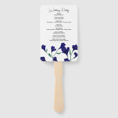 ネイビーブルーフローラウォーター結婚カラー ハンドファン (裏面)