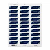 ネイビーブルーフローラエレガントウェディング差出人住所 ラベル (フルシート)