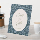 ネイビーブルーフローラカードとギフト台座看板 台座サイン (インサイチュ)