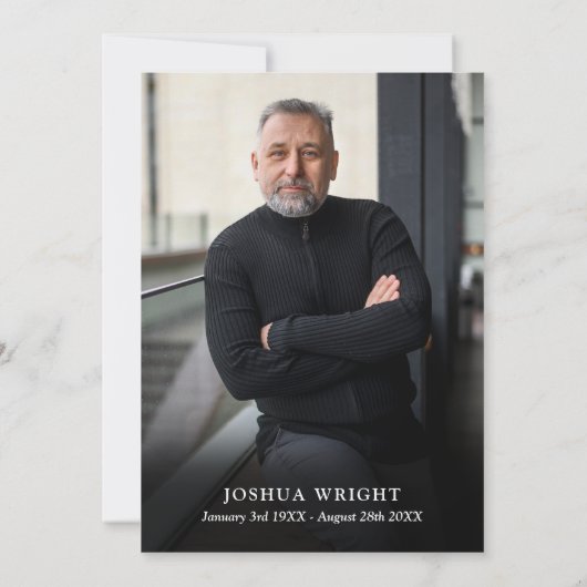 ネイビーブルーフローラキリスト教記念葬儀写真 招待状 (裏面)